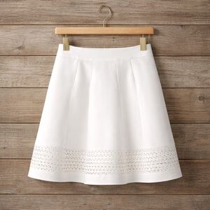 Worthington White A-Line Skirt with Laser-Cut Hem